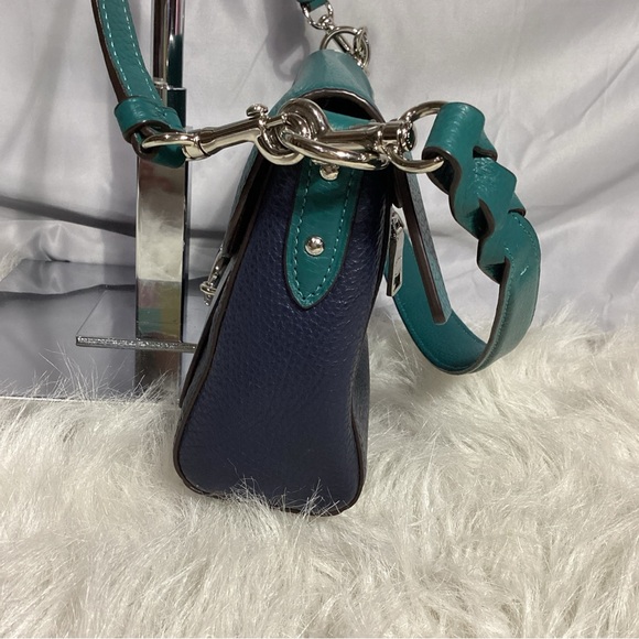 Coach Jade Color Block 1923-F91070 Leather Convertible Bag Midnight Viridian - Picture 4 of 13